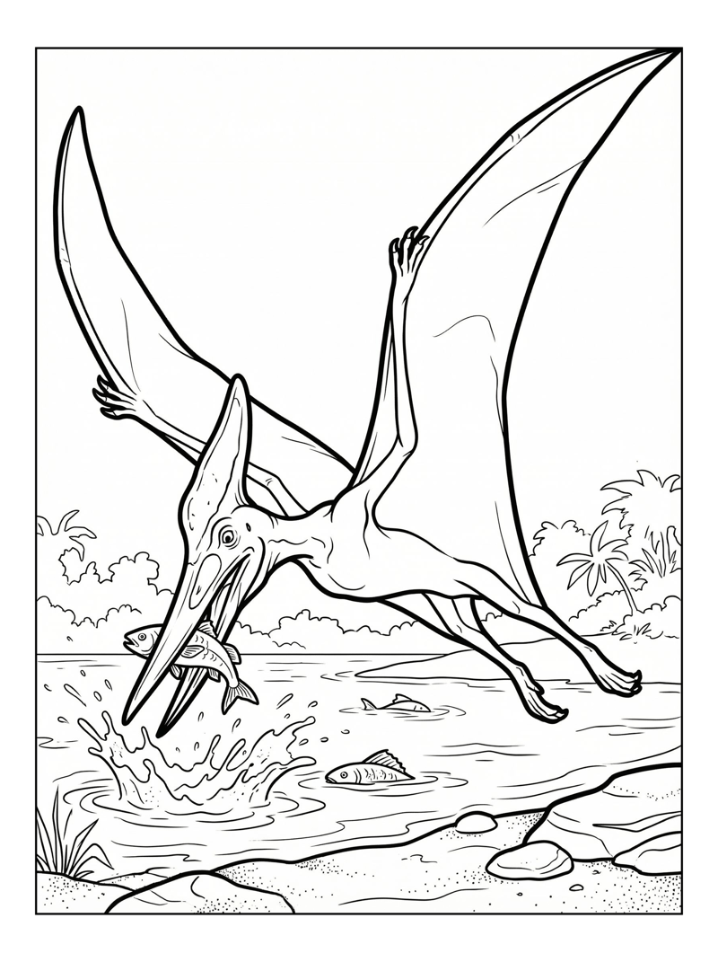 Pterodactyl Fishing In Tropical Lagoon