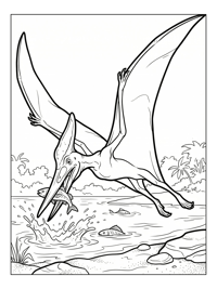 Pterodactyl Fishing In Tropical Lagoon