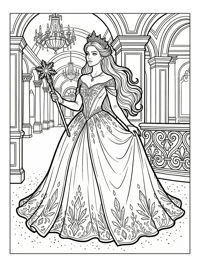 Ice Princess Holding Wand In Grand Ballroom