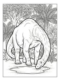 Brachiosaurus Drinking In Lush Forest