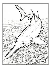 Sawshark Patrolling Sandy Ocean Floor