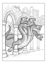 Hydra Swimming In Stone Castle Ruins