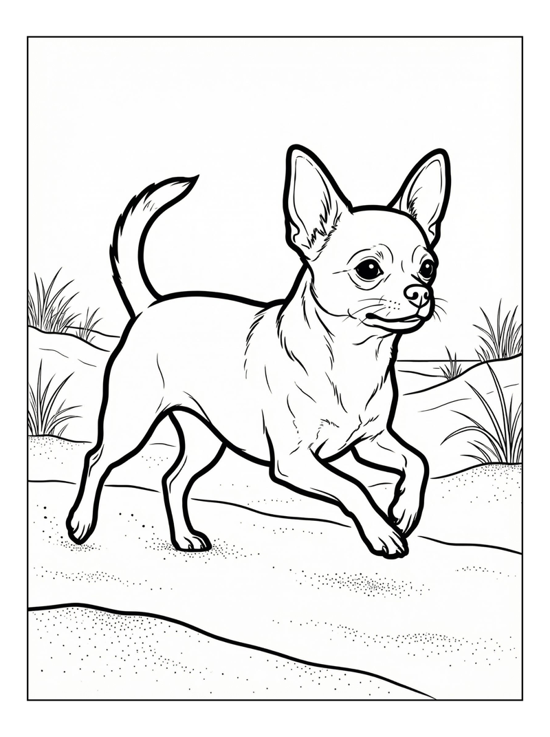 Chihuahua Running On Sandy Beach