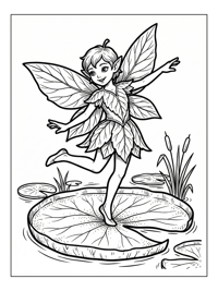 Leaf Fairy Dances On Lily Pad