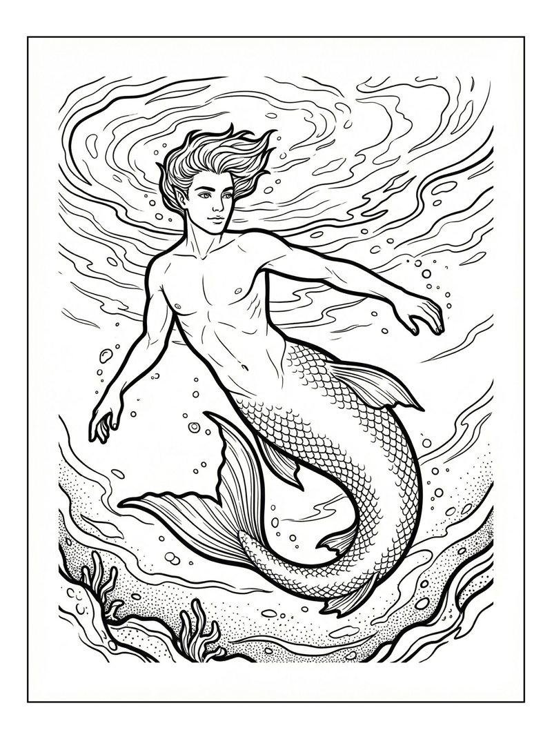 Merboy Floating In Ocean Surface