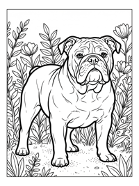 Bulldog Standing In Backyard Garden