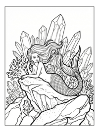 Mermaid Resting On Rock Crystal Grotto