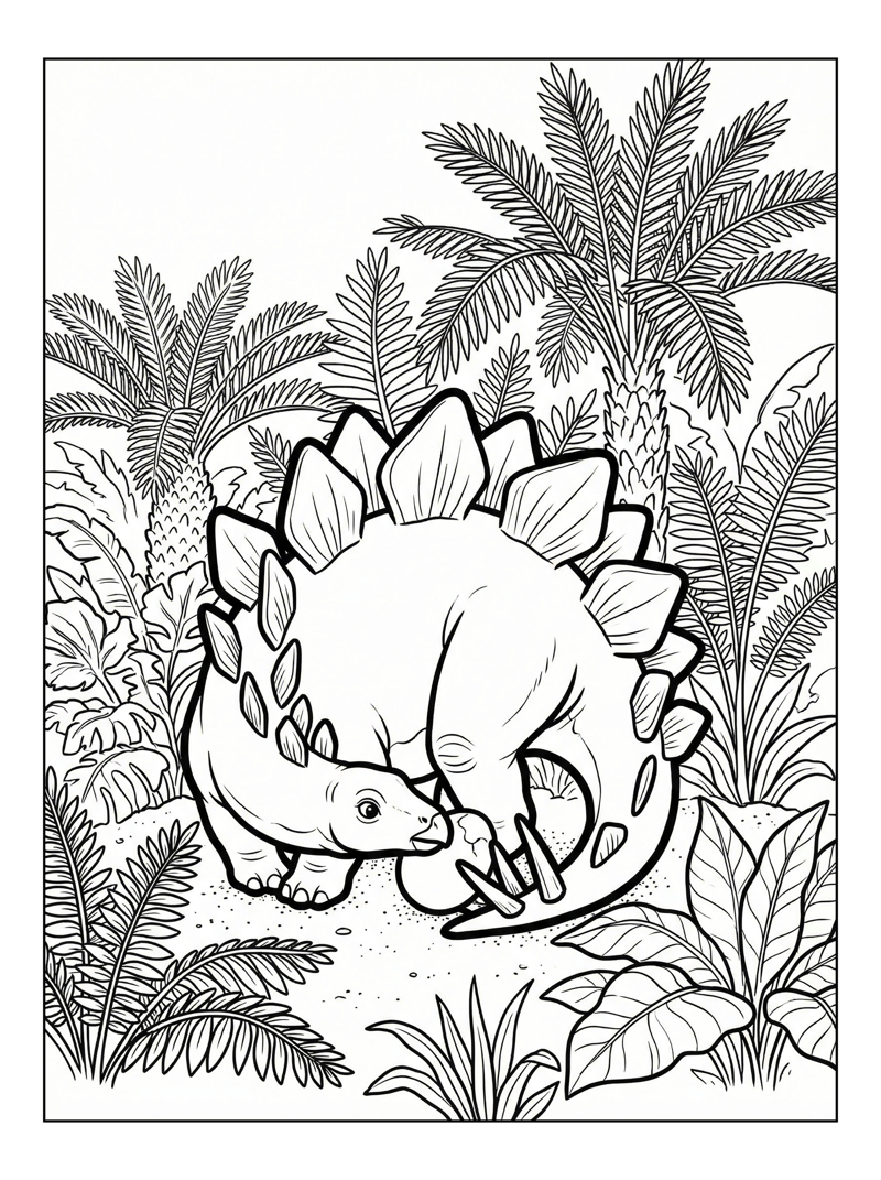 Stegosaurus Hatchling Guarding Forest