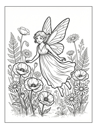 Friendly Pixie Flying Amidst Wildflowers