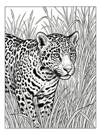 Jaguar Peeking Through Tall Grass