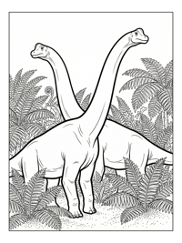 Brachiosaurus Pair Standing In Ferns