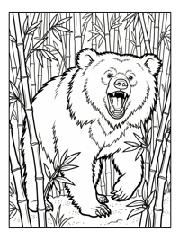 Sloth Bear Roaring In Bamboo Grove