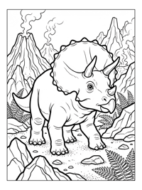 Triceratops Standing Volcanic Landscape