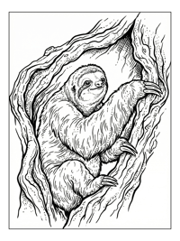 Pale Throated Sloth Reaches Out From Tree Hollow