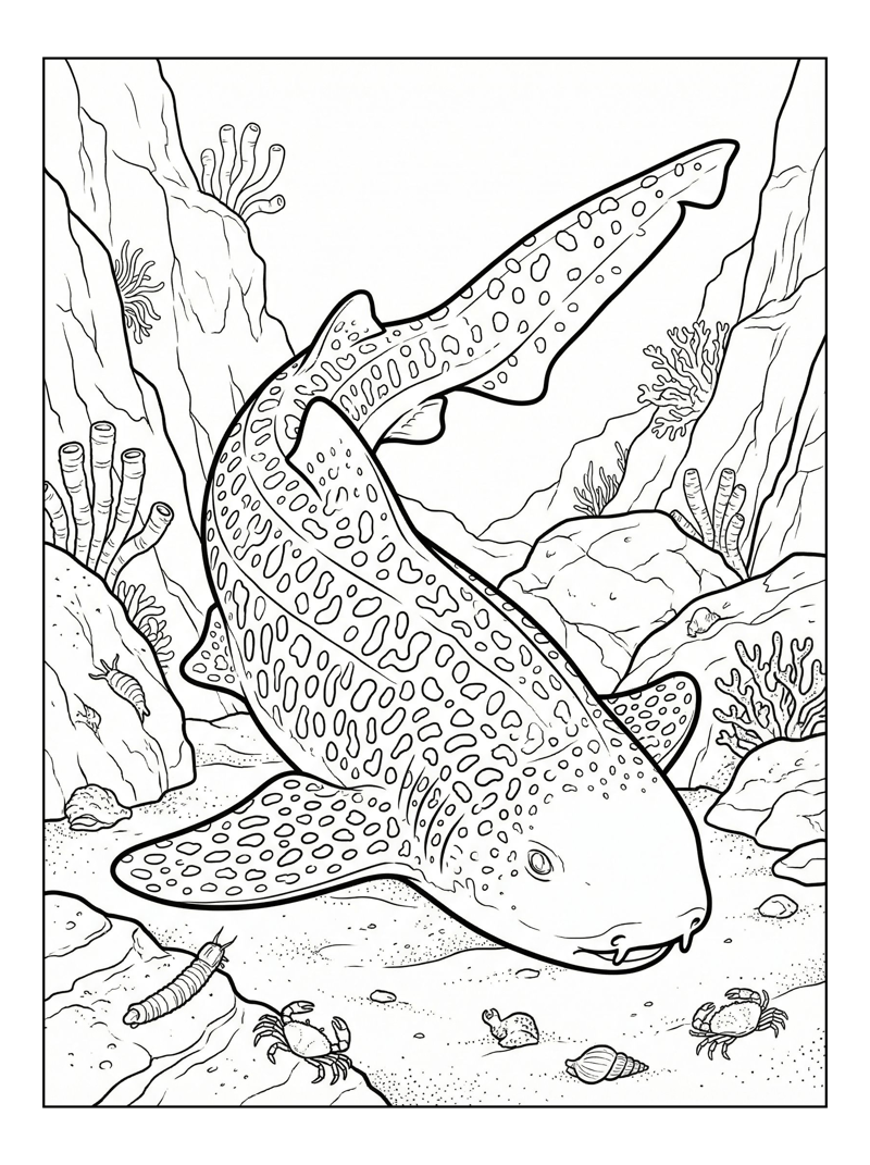Leopard Shark Feeding Deep Ocean Trench