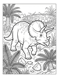 Triceratops Walking Near Dinosaur Nest