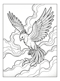 Baby Phoenix Descending Among Clouds