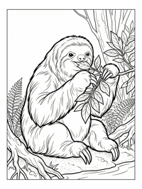 Maned Sloth Eating River Bank