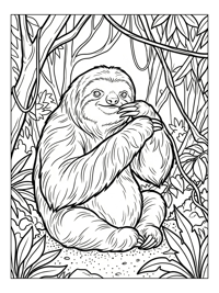 Maned Sloth Grooming In Jungle Trees