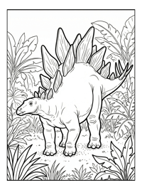 Stegosaurus Guarding In Jungle Clearing