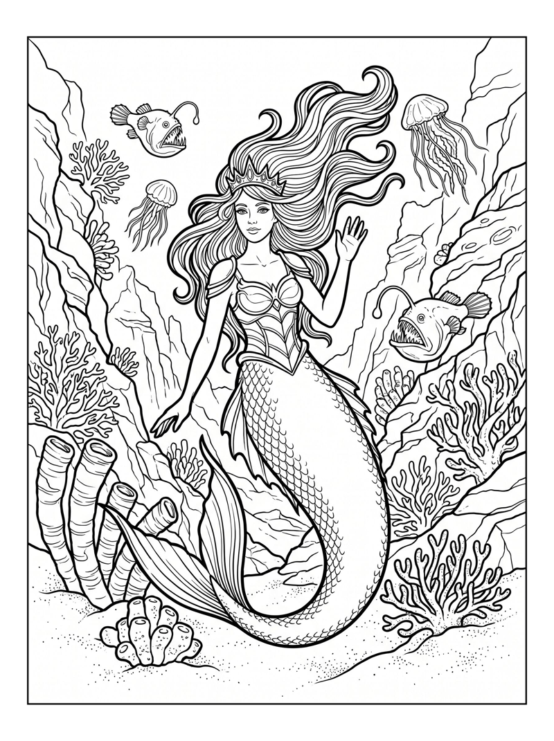 Mermaid Queen Waving Deep Sea Trench