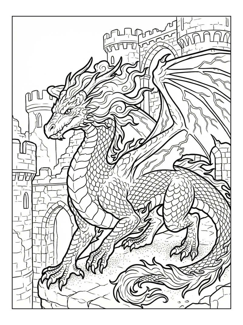 Mystical Storm Dragon Castle Scene