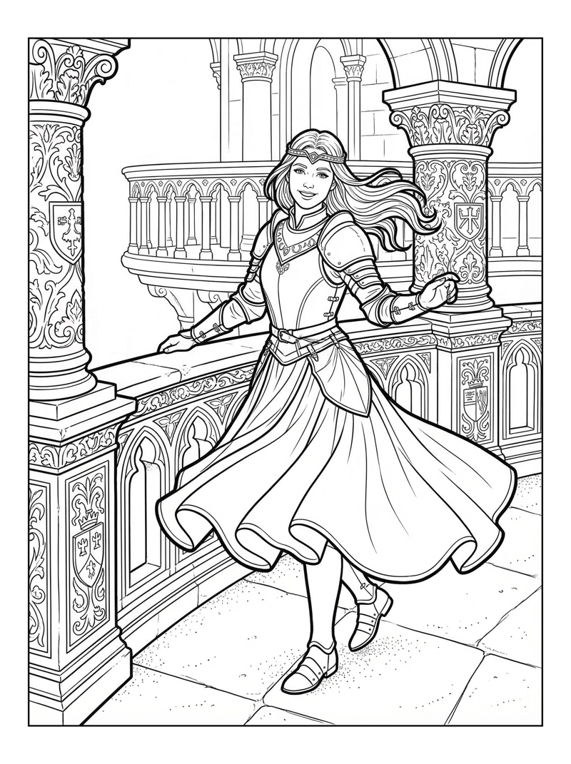 Warrior Princess Twirling Royal Balcony