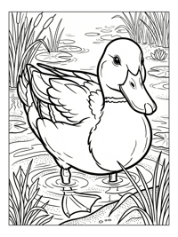 Mallard Duck Wading In Pond