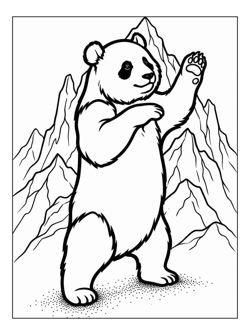 Giant Panda Posing In Mountains