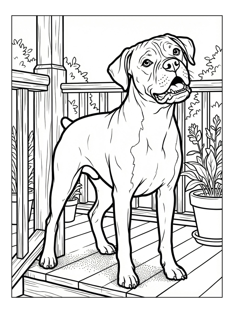 Boxer Dog Standing On Front Porch