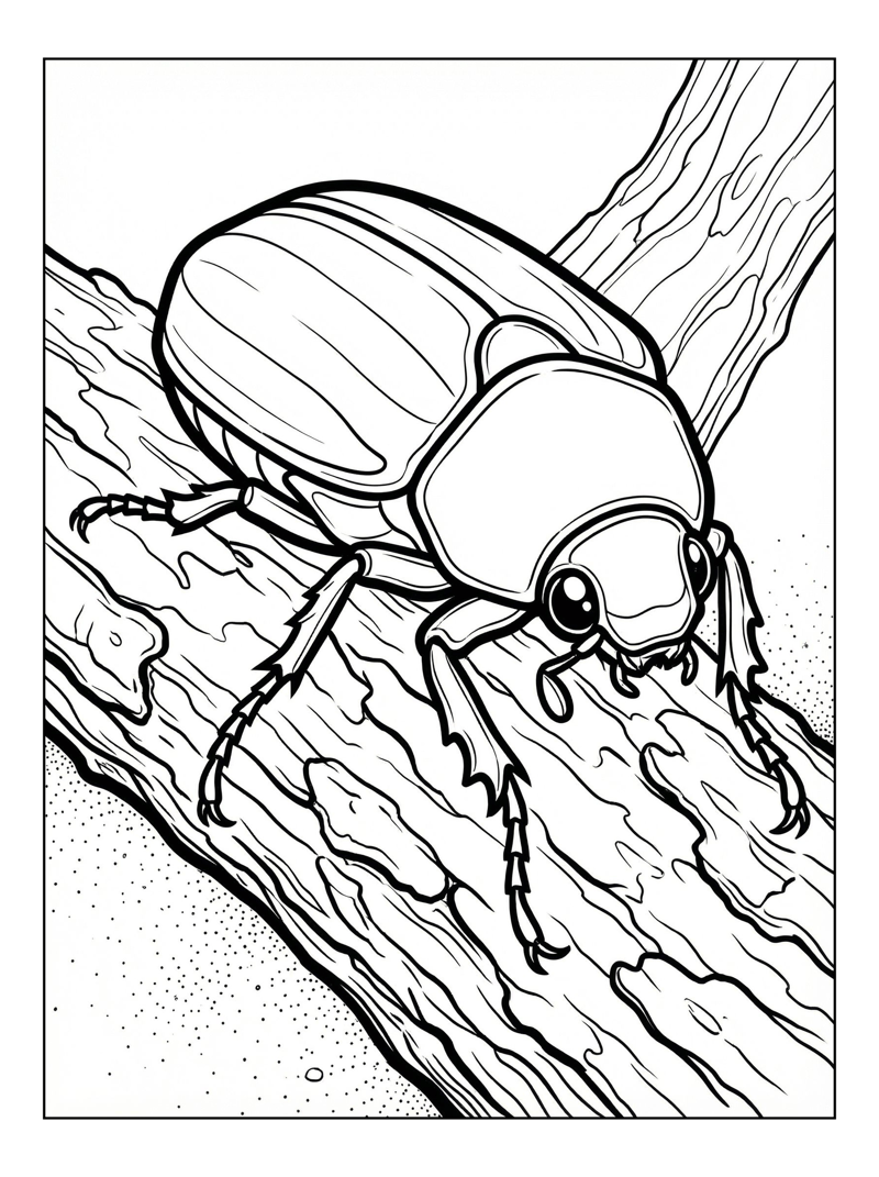 June Bug Resting On Tree Bark
