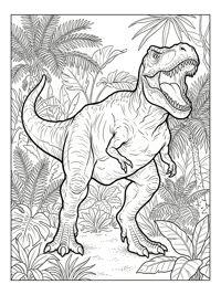 Tyrannosaurus Rex Roaring In Jungle