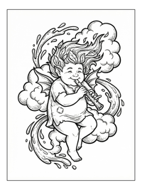 Water Sprite Plays Flute Clouds Water