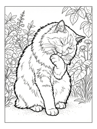 Ragdoll Cat Grooming In Garden