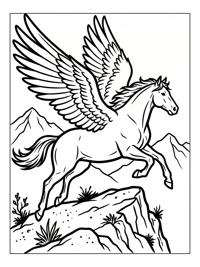 Pegasus Gliding Over Mountaintop