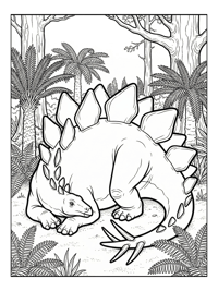 Stegosaurus Resting In Prehistoric Forest