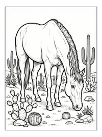 Dutch Warmblood Horse Grazing In Desert Landscape