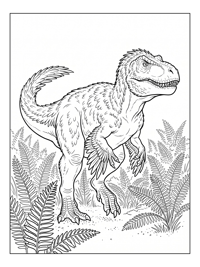 Feathered Tyrannosaurus Walking In Ferns