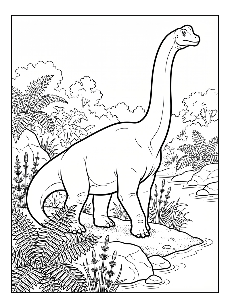 Brachiosaurus Exploring River Bank