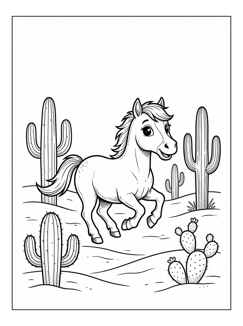 Miniature Horse Cantering Desert Landscape