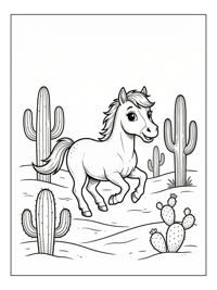 Miniature Horse Cantering Desert Landscape