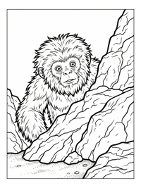 Baby Yeti Observing Rocky Ridge Scene