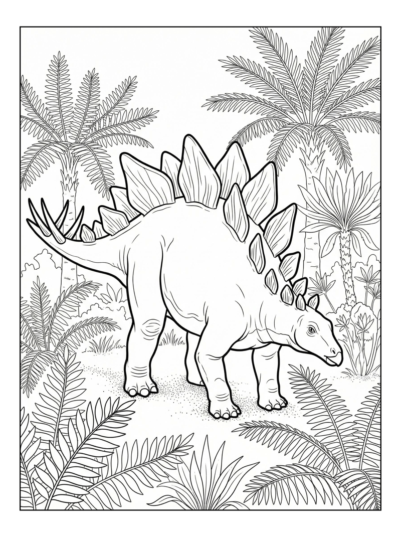 Stegosaurus Foraging In Lush Meadow