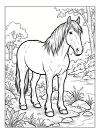 Shire Horse Standing By Riverbank