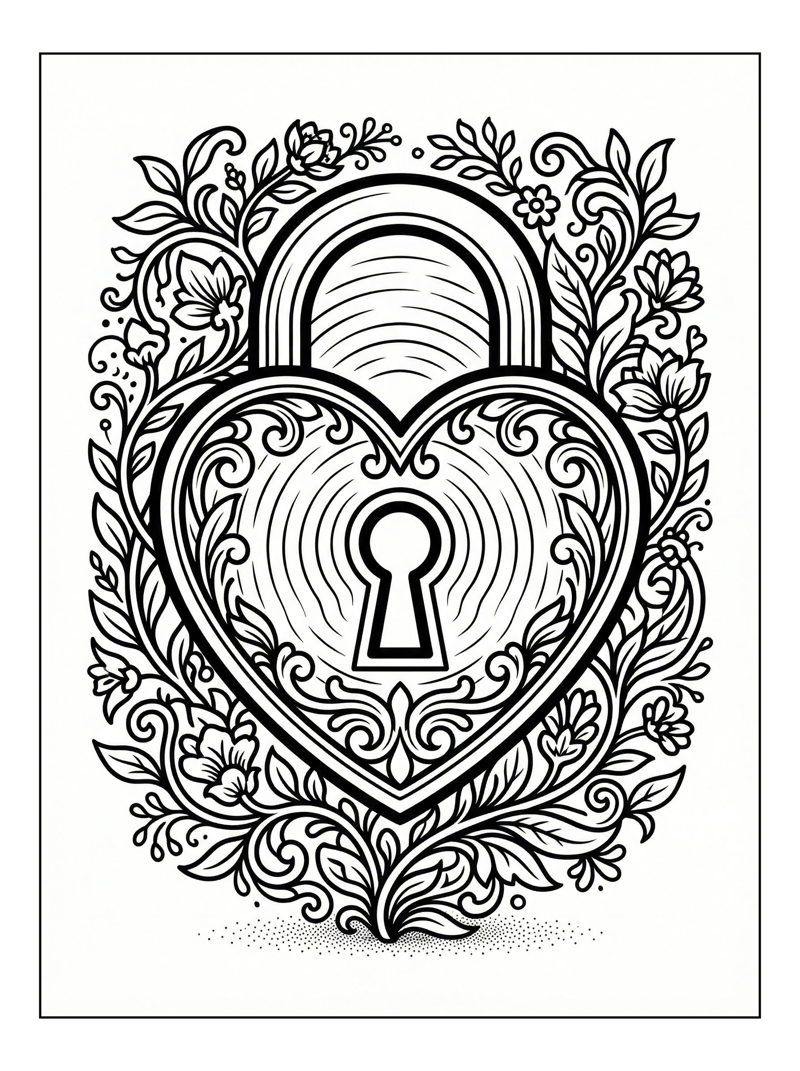 Heart Lock With Decorative Border