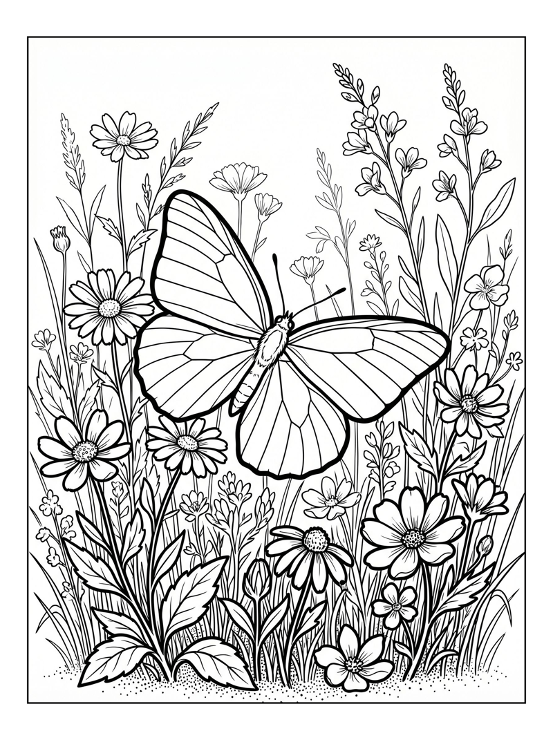 Radiant Sulphur Butterfly Gliding Wildflower