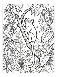 Marmoset Monkey Hanging Rainforest Branch