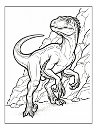 Velociraptor Exploring Rocky Outcrop