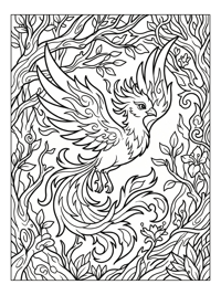 Baby Phoenix Soaring Enchanted Forest