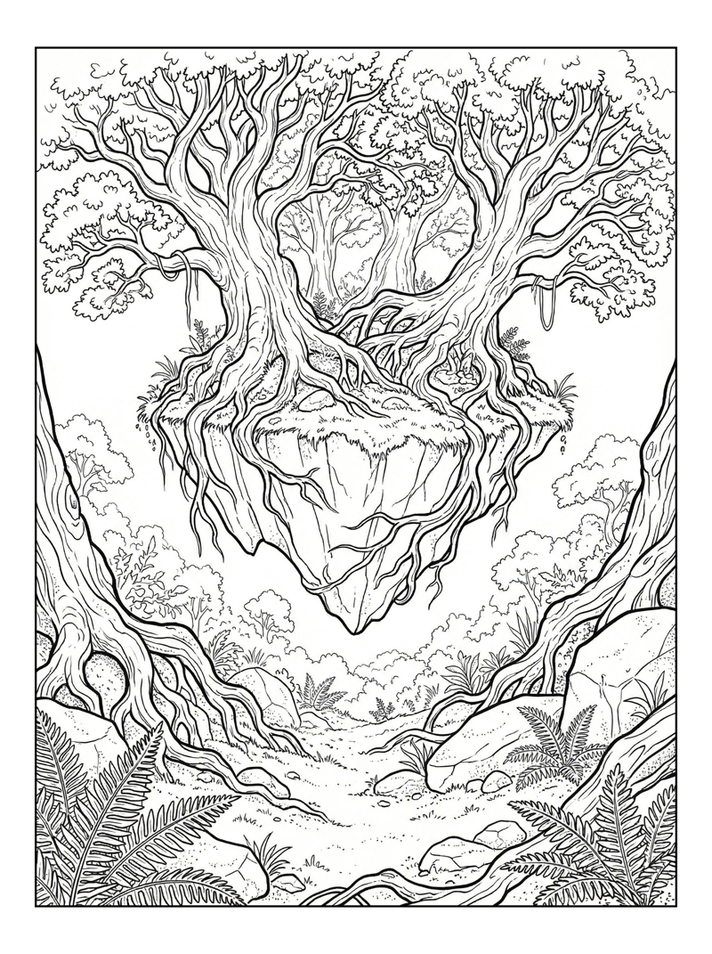 Floating Island Glade With Tree Roots